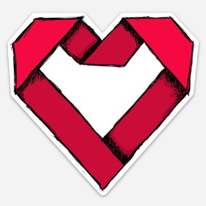 Red Origami Paper Heart Vinyl Sticker - shop logo