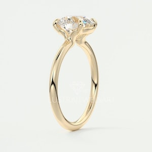 2 ct Cathedral Moissanite Diamond Ring: Elongated Cushion Cut Solitaire