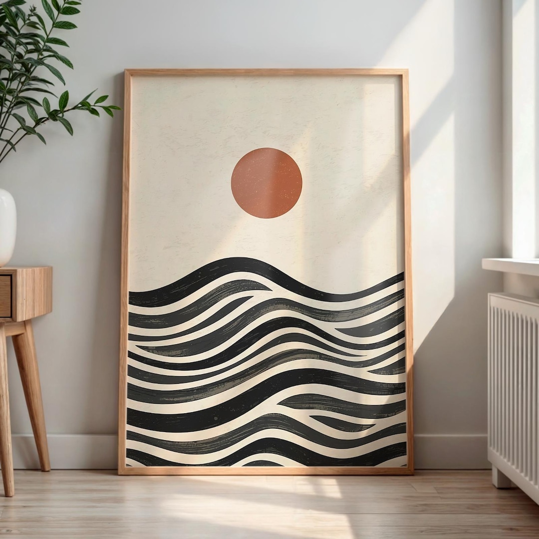 Abstract Ocean Wall Art Printable | Minimalist Coastal Decor | Neutral ...