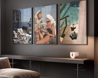 Vintage Mode Poster 3er Set druckbare Luxus Wandkunst Modedesigner Poster Hypebeast Raum Dekor europäischen Sommer Reisedrucke