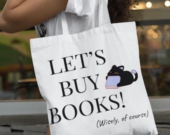 Lasst uns Bücher kaufen! Einkaufstasche | Buchliebhaber Geschenk | Die Taschenbibliothek