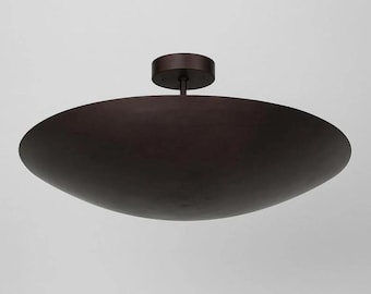 Lámpara colgante de techo de 6 luces, estilo mediados de siglo, de latón perforado, hecha a mano, con acabado en latón crudo.