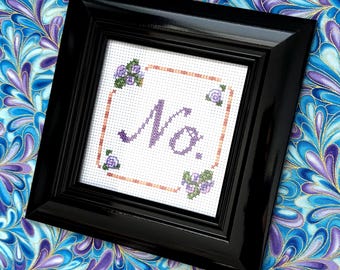 No. - Framed Cross Stitch Art