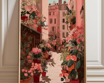 Flower Market Prints-Trendy Wall Art, Vintage Art, Prints, Pink Prints, Floral Wall Prints, Romantic Gift, Home Decor, Paris Flower Art