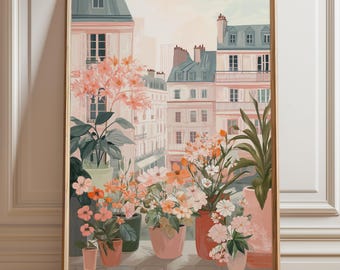 Flower Market Prints-Trendy Wall Art, Vintage Art, Prints, Pink Prints, Floral Wall Prints, Romantic Gift, Home Decor, Paris Flower Art