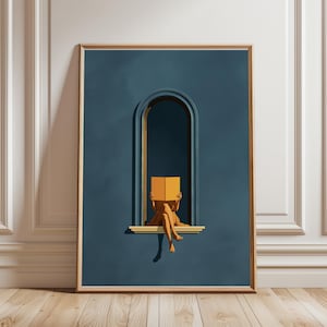 Blue Woman Reading Print - Blue Wall Art, Library, Book Lover Gifts, Minimalist Decor, Dopamine Decor, Reading Nook Bedroom Wall Art