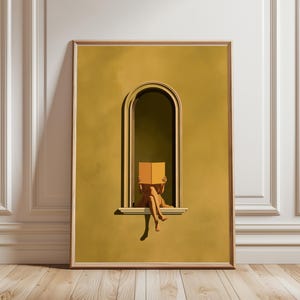 Yellow Woman Reading Print-Green Wall Art, Library, Book Lover Gifts, Minimalist Decor, Dopamine Decor, Reading Nook Bedroom Wall Art