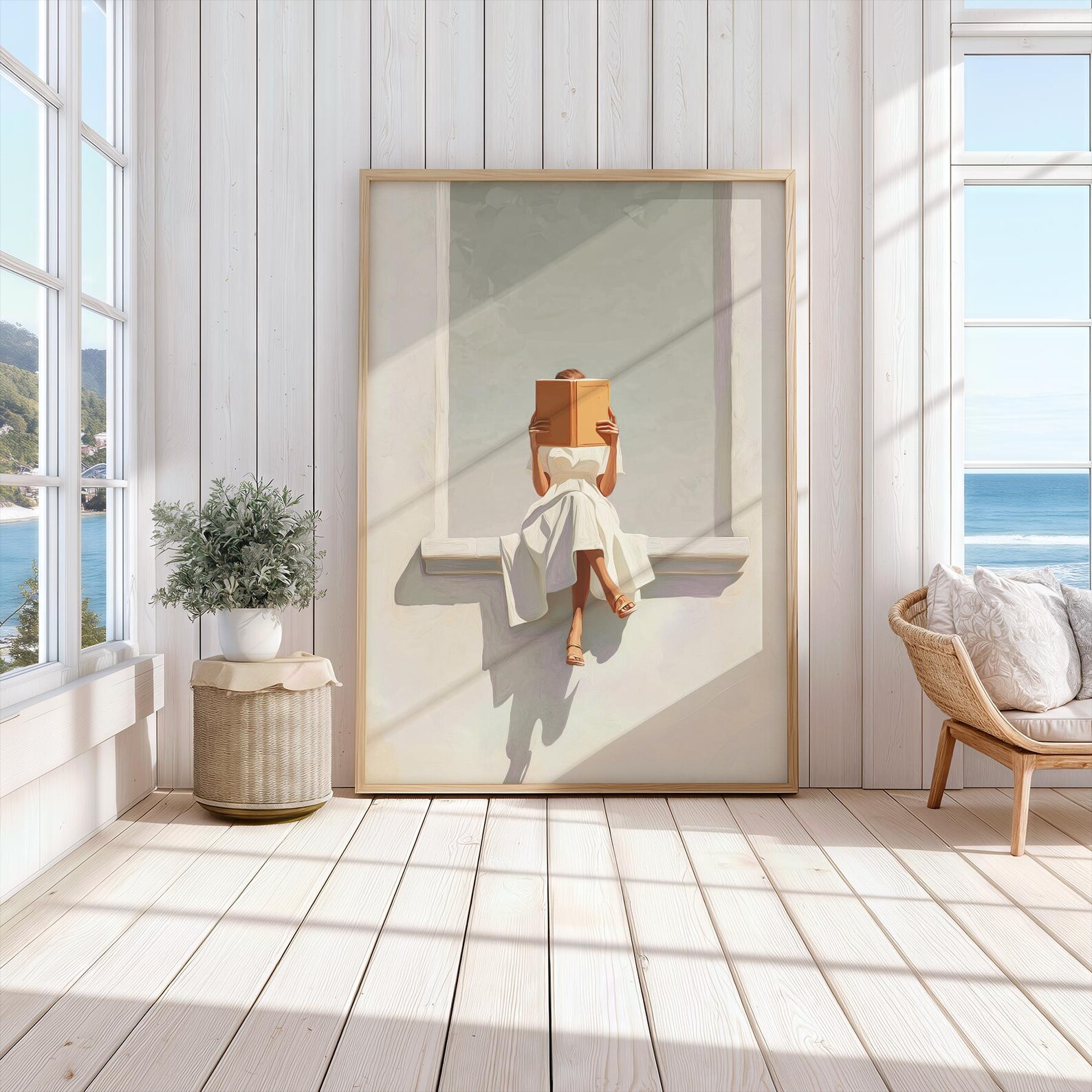 Woman Reading Print - Neutral Wall Art, Library, Book Lover Gifts ...