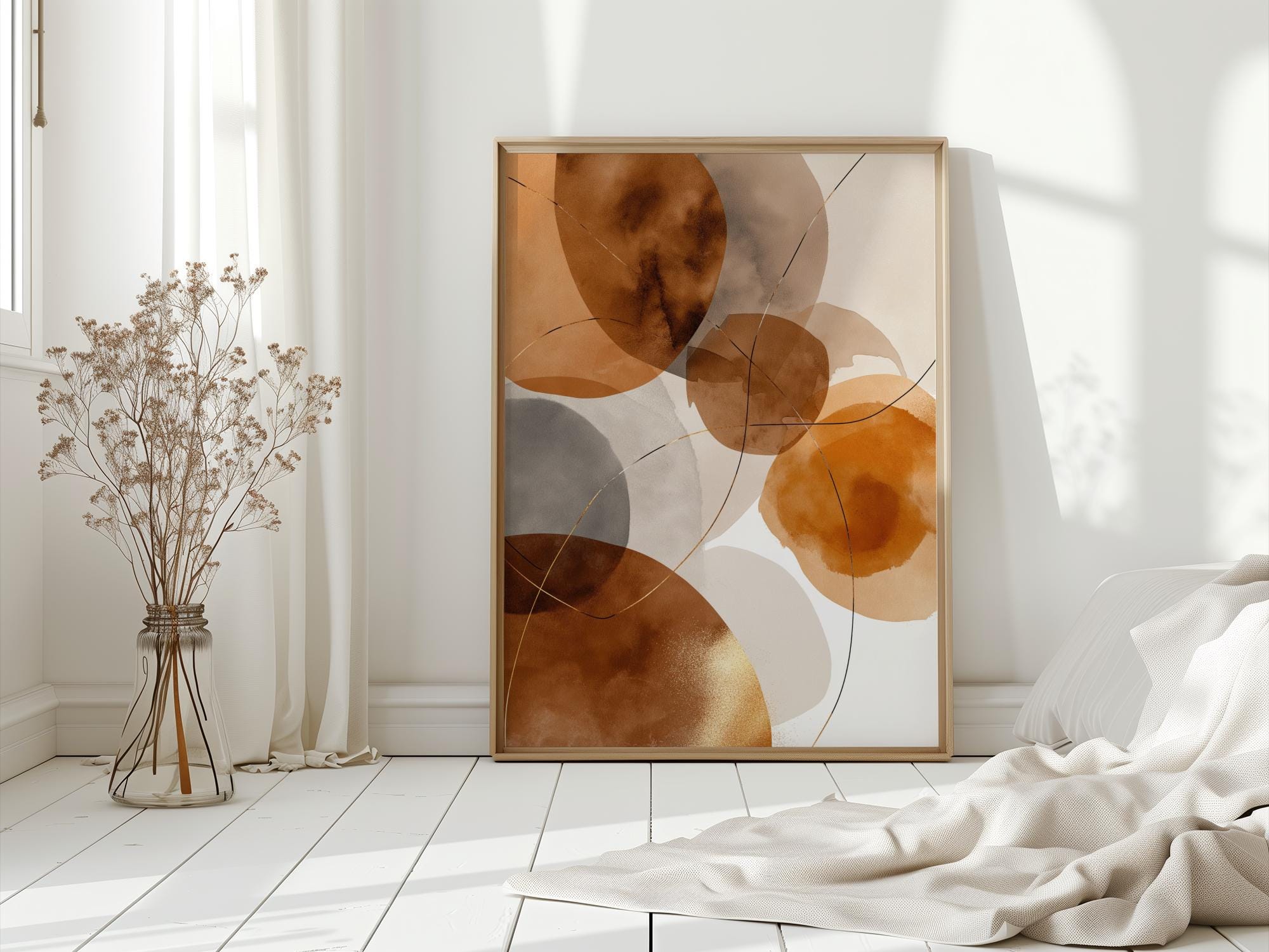 Brown & Gold Abstract Print - Brown Decor, Homely Wall Art, Modern Wall ...