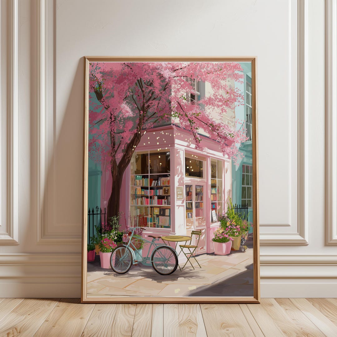 Vintage Bookshop Print - Cottage Core, Book Lover Gifts, Neutral Wall ...