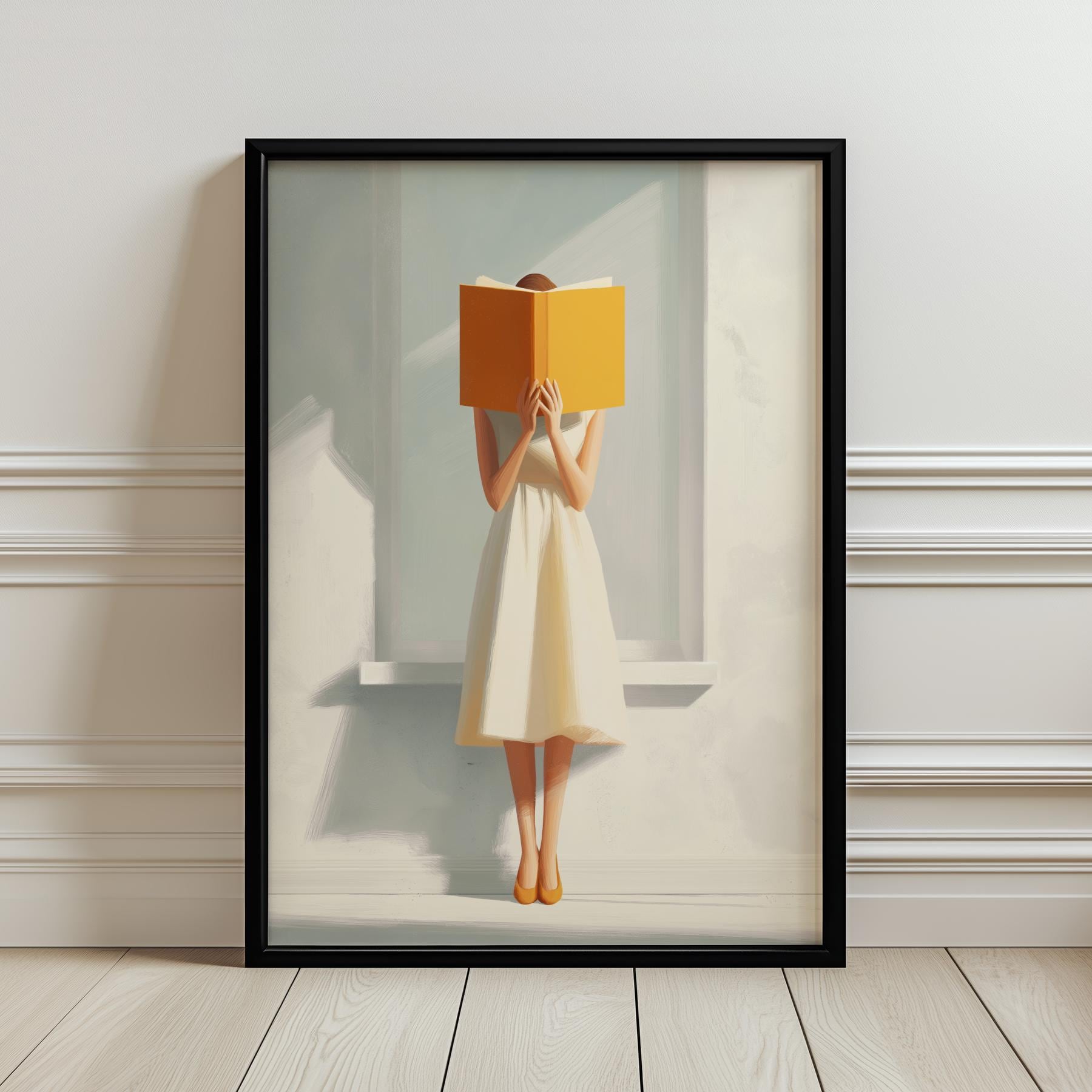 Woman Reading Print - Neutral Wall Art, Library, Book Lover Gifts ...