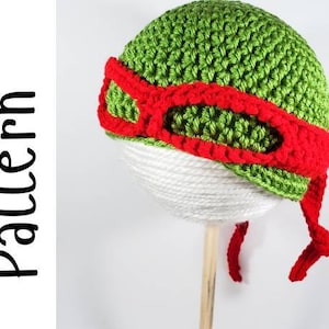 TMNT Hat & Masks, PDF Pattern Only, Crochet Pattern, Toddler to Adult Sizes, Turtle Hat Pattern, Crochet Turtle Hat, Ninja Hat Pattern image 1