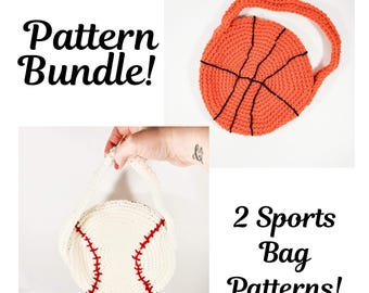 Game Day Glam Crochet Bundle | Sports Purse Crochet Pattern Bundle | Baseball & Basketball Bags (PDF Download)