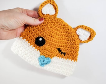 Baby Fox Hat, Knit Crochet Hat, Fox Hat, Baby Hat, Baby Shower Gift, Birthday Gift, Woodland Nursery Decor