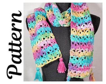 Candy Cloud Scarf pattern | Pastel Rainbow Crochet Scarf Pattern (PDF Download)