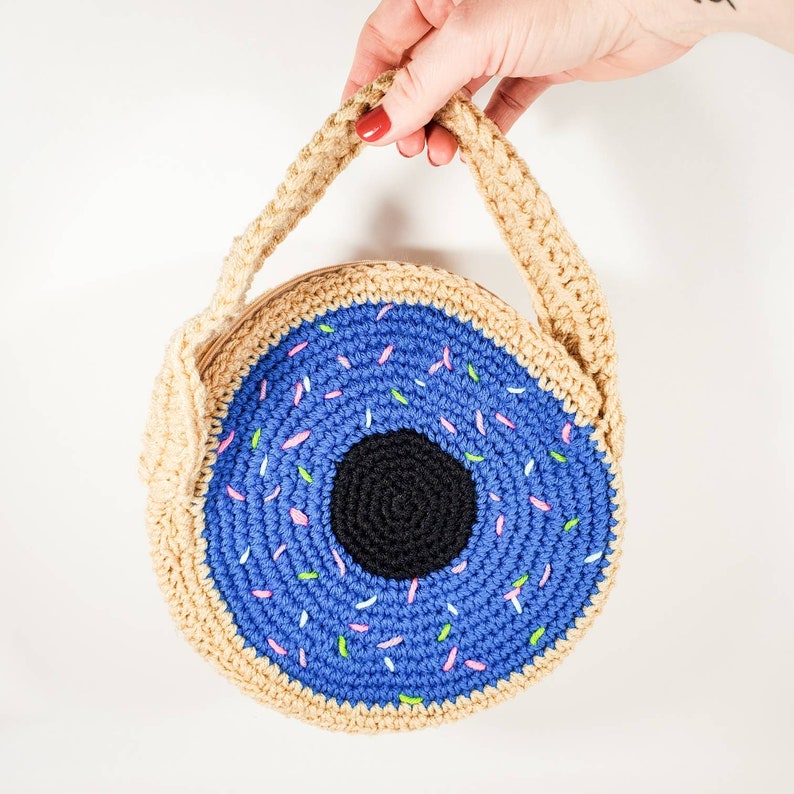 Kimmy Donut Purse, Blue Donut Purse, Kids Purse, Donut Purse, Crocheted Purse, Blue Purse, Whimsical, Quirky Accessories image 2