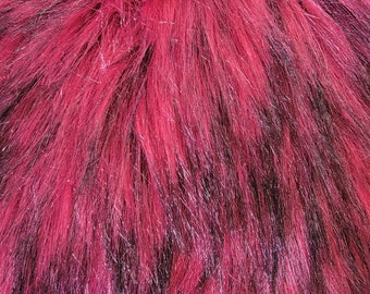 Precut RASPBERRY Faux Fur, Fuschia Fur, Black Tipped Fur, Faux Fur Poms, Luxury Poms, Pom Poms, Fur Poms, Poms for Hats, Pre-Cut Fur