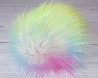 UNICORN Faux Fur Poms, Rainbow Poms, Unicorn Poms, Faux Fur Poms, Luxury Poms, Pom Poms, Fur Poms, Poms for Hats, Crochet and Knitting