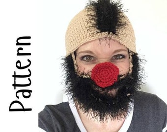 Wooly Willy Hat Pattern , Crochet Pattern, PDF Download Only, Funny Hat Pattern, Retro Crochet Pattern, Nerdy Crochet, Bearded Hat Pattern