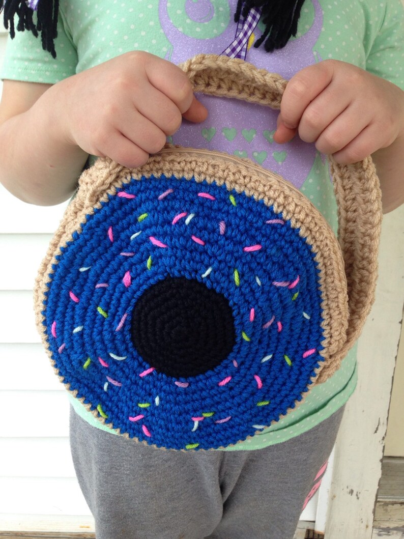 Kimmy Donut Purse, Blue Donut Purse, Kids Purse, Donut Purse, Crocheted Purse, Blue Purse, Whimsical, Quirky Accessories image 5