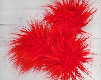 SCARLET Faux Fur Poms, Red Poms, Bright Red Poms, Faux Fur Poms, Luxury Poms, Pom Poms, Fur Poms, Poms for Hats, Crochet and Knitting