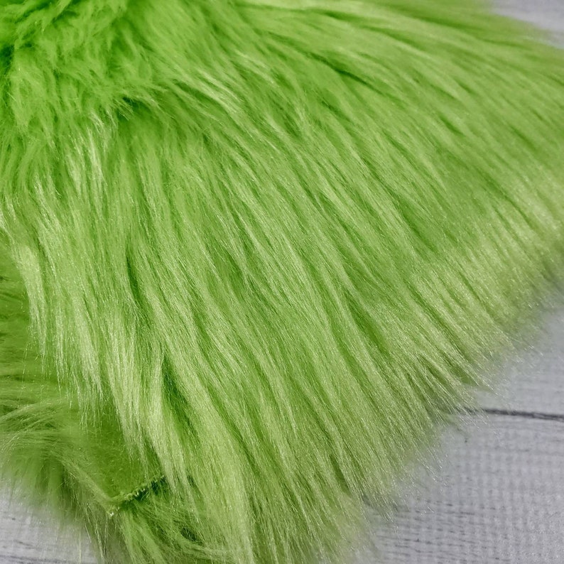Lime Green Faux Fur Green Fur Grinch Fur Faux Fur Poms Etsy
