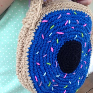 Kimmy Donut Purse, Blue Donut Purse, Kids Purse, Donut Purse, Crocheted Purse, Blue Purse, Whimsical, Quirky Accessories image 6