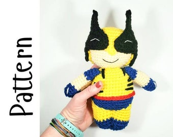 Wolverine Plush Crochet Pattern, PDF Download Only, Crochet Pattern, Superhero Pattern, Comic Book Crochet Pattern, Nerdy Crochet