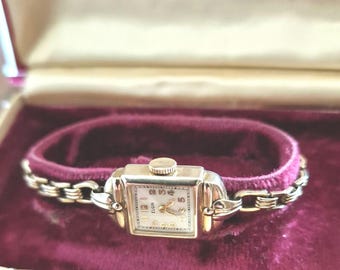 1930er Jahre ELGIN GOLD Armband Damen Armbanduhr Armbanduhr-Boxed