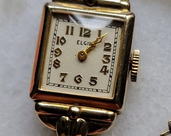 Reloj de pulsera para mujer ELGIN GOLD de los años 30 (en caja)