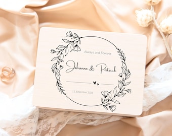 Erinnerungsbox Hochzeit personalisiert | Hochzeitskiste mit Namen | Geschenk für Brautpaar | Erinnerungsbox Hochzeit aus Holz