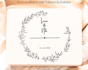 Hochzeitsbox personalisiert | Erinnerungskiste Hochzeit mit Namen & Datum | Hochzeitsgeschenk für Brautpaar | Holzbox Hochzeit