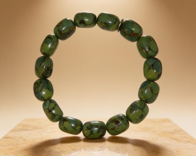 Bluish Green Jade-looking Beaded Bracelet.