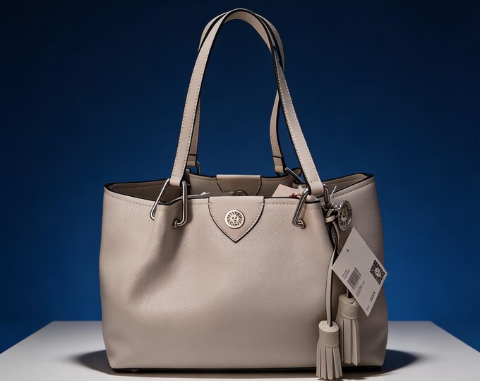 Anne Klein Beige Leather Tote Bag. New.