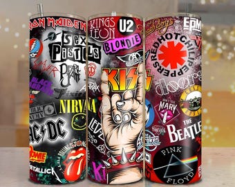 Classic Rock Band Logos PNG: Vintage Music Artwork Digital Download