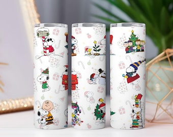 Snoopy Christmas Tumbler Wrap PNG |Holiday Peanuts Design | 20oz & 30oz Skinny Sublimation File