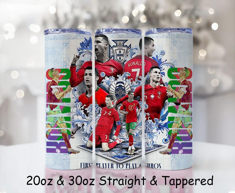Cristiano Ronaldo 20oz Tumbler Wrap PNG | Euro Legend Football Design image 2