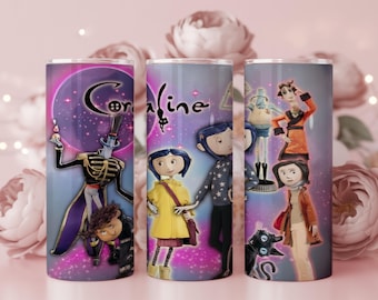 Adesivo para copo térmico com personagens de terror de Halloween (PNG) • Design para sublimação de copo térmico fino de 590ml