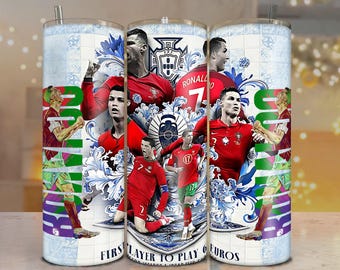 Envoltura para vaso de 20 oz de Cristiano Ronaldo PNG / Diseño de leyenda del fútbol europeo