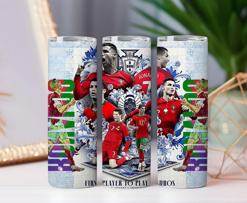 Cristiano Ronaldo 20oz Tumbler Wrap PNG | Euro Legend Football Design image 4