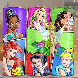 Princess Tumbler Wrap PNG | 20oz Skinny Tumbler Sublimation | Magical Cartoon Cup Wrap | Instant Digital Download
