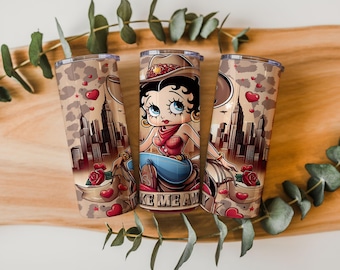 Betty Boop Floral Glam Tumbler Wrap PNG | Cartoon Girl PNG| 20oz 30oz Sublimation Design