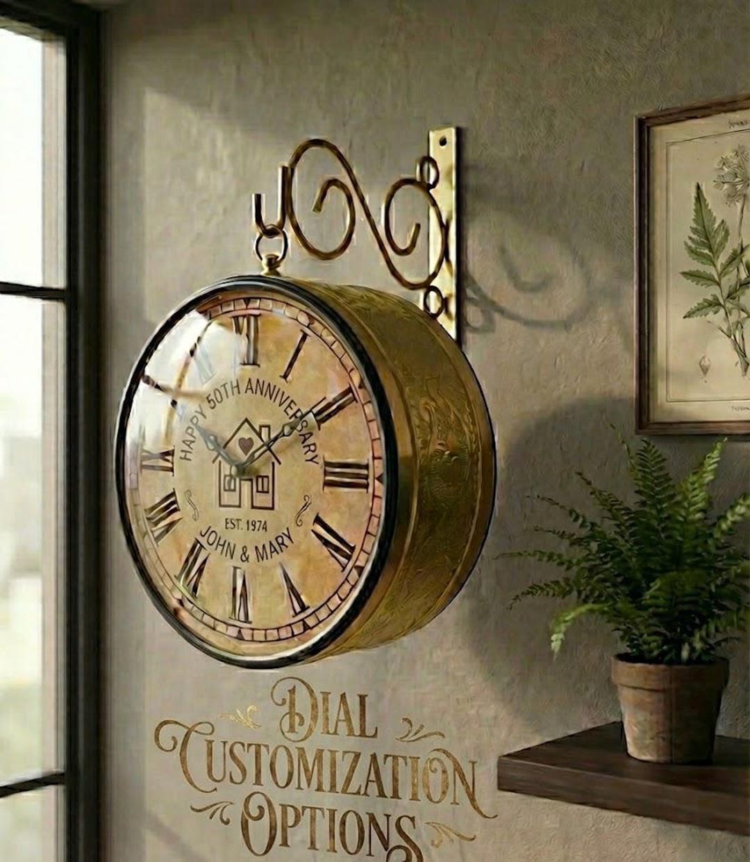 Personalized Vintage Station Dual Side Wall Clock- Perfect Personalized ...