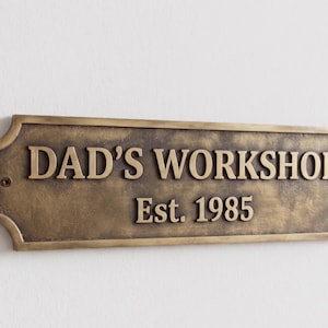 Personalized Gift for Dad Brass Plaque, Custom Engraved Name Sign, Dad’s Workshop Sign, Father’s Day Gift, Garage Decor
