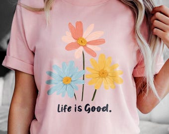 Life is Good PNG, Preppy Daisy Digital Design, Inspirational Png