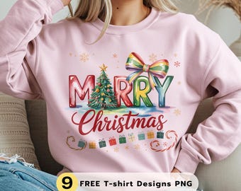 Merry Christmas Coquette PNG: Bow Holiday Clipart (Digital Download)