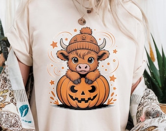 Halloween Highland Cow PNG: Pumpkin Fall Graphic (Digital Download)