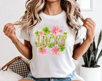Lucky Floral Design, St Patrick's Day Shirt PNG (Digital Download)