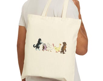 Little Bear Tote Bag: Eco-Friendly Cotton Canvas Reusable Shopping Bag