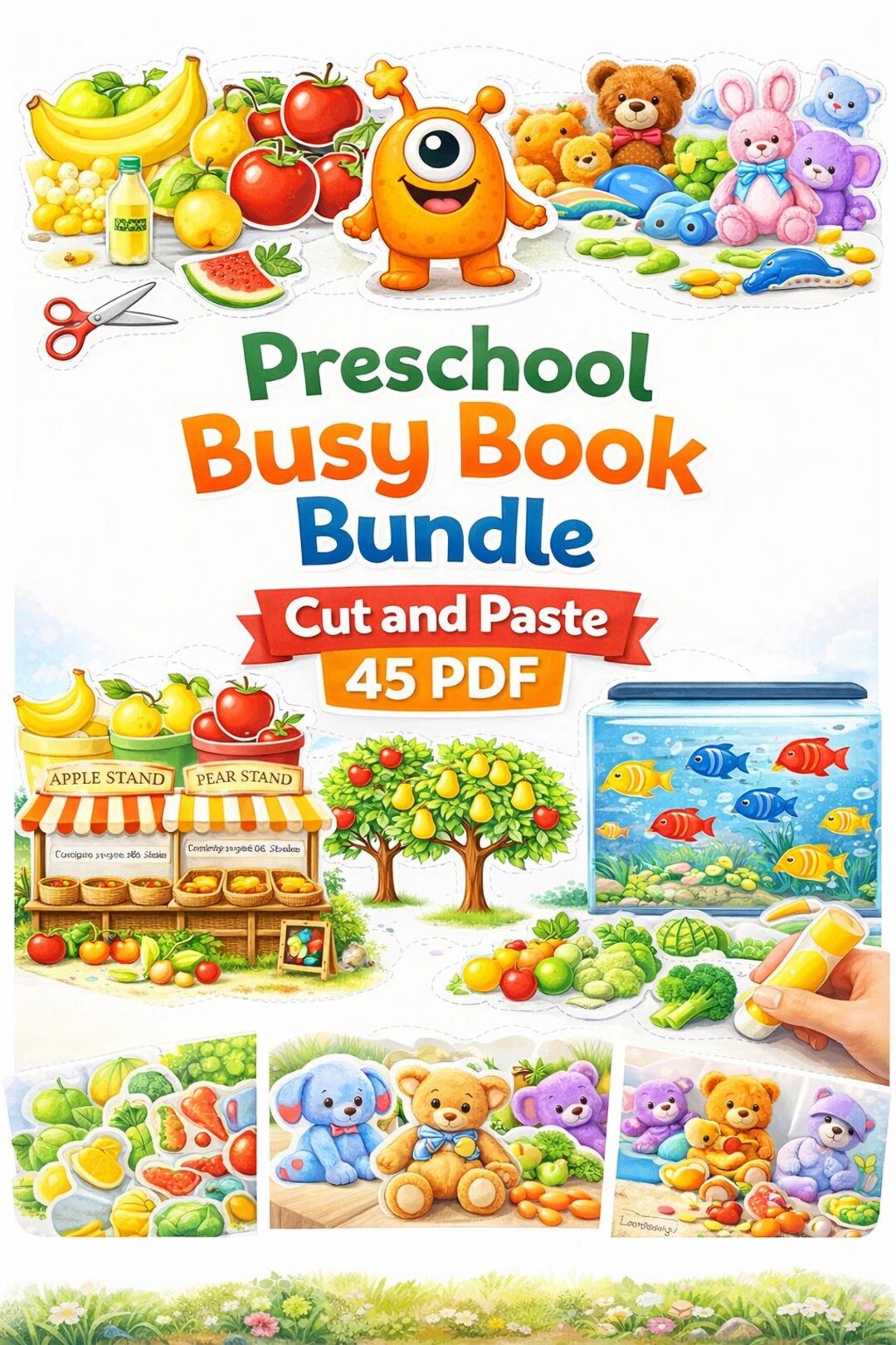 Preschool Cut and Paste Busy Book Bundle | Fine Motor Skills Learning ...